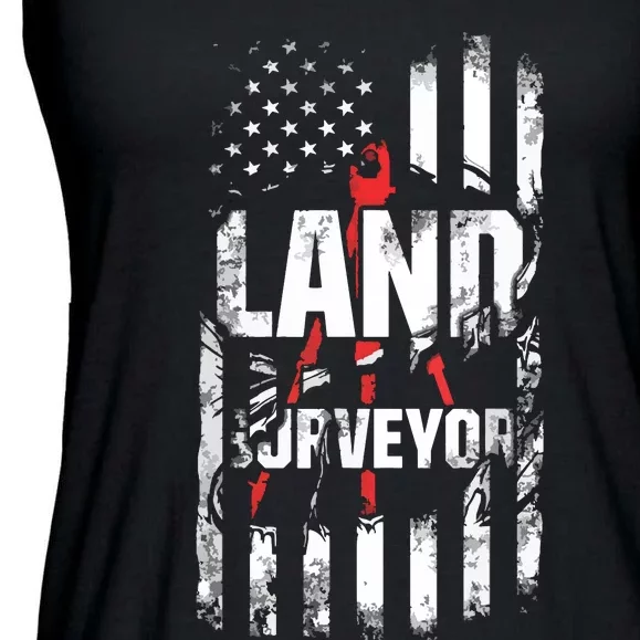 Land Surveying Flag Funny Surveyor Gifts Ladies Essential Flowy Tank