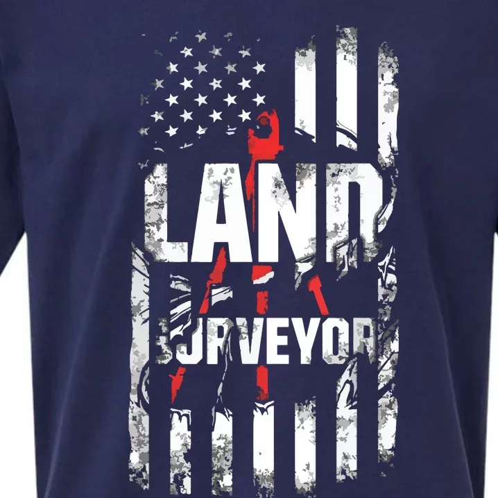 Land Surveying Flag Funny Surveyor Gifts Sueded Cloud Jersey T-Shirt