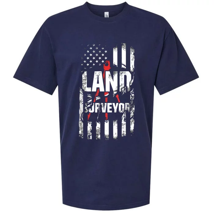 Land Surveying Flag Funny Surveyor Gifts Sueded Cloud Jersey T-Shirt