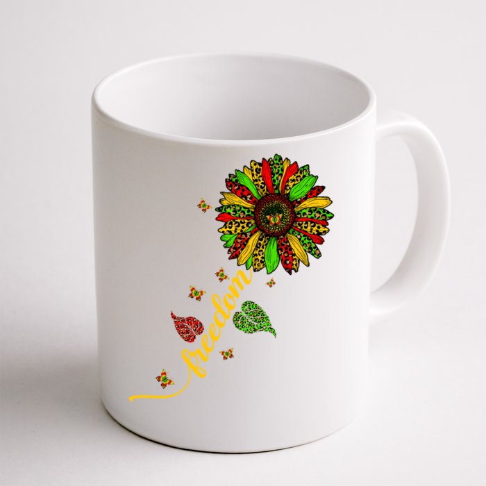 Leopard Sunflower Freedom Juneteenth Black History Month Cool Gift Front & Back Coffee Mug