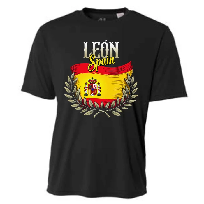 Leon Spain Flag Spanish City Leon Vacation Travel Cooling Performance Crew T-Shirt