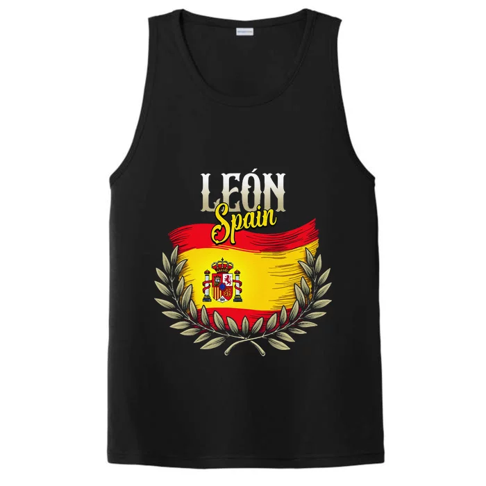 Leon Spain Flag Spanish City Leon Vacation Travel Performance Tank