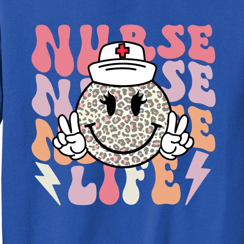 Leopard Smile Face Rn Nurse Life Nursing School Nurse Week Gift Sweatshirt