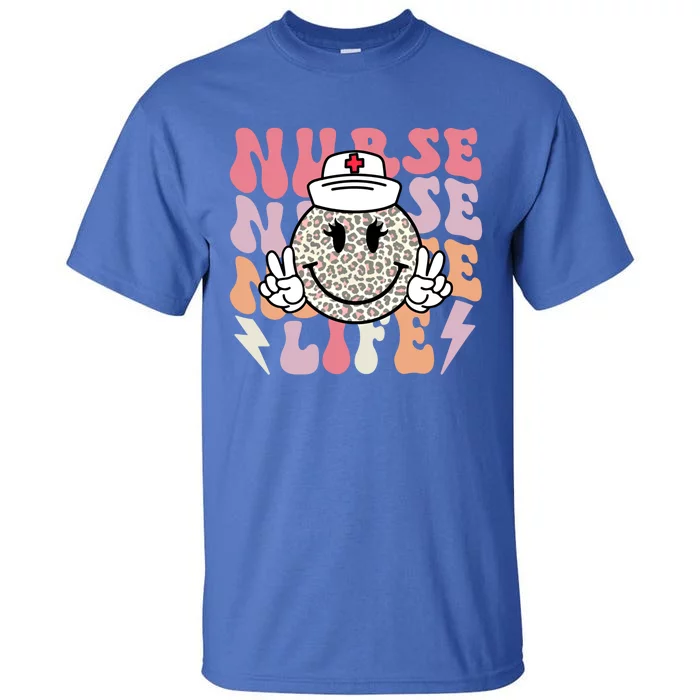 Leopard Smile Face Rn Nurse Life Nursing School Nurse Week Gift Tall T-Shirt