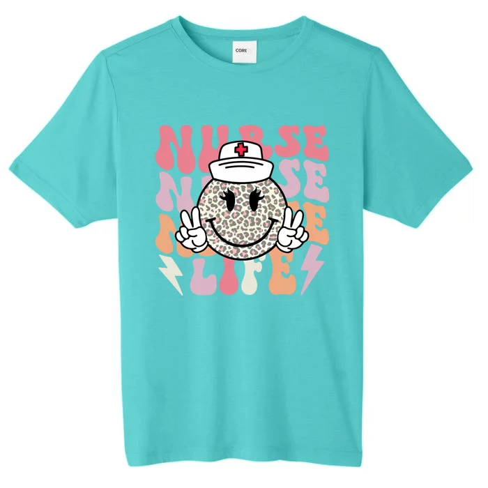 Leopard Smile Face Rn Nurse Life Nursing School Nurse Week Gift ChromaSoft Performance T-Shirt