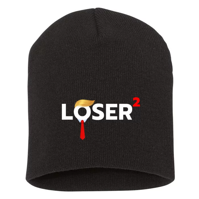 Loser Squared Funny Anti Trump 2024 Nope Not Again Short Acrylic Beanie