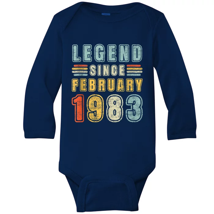 Legend Since February 1983 40 Year Old Vintage 40th Birthday Baby Long Sleeve Bodysuit