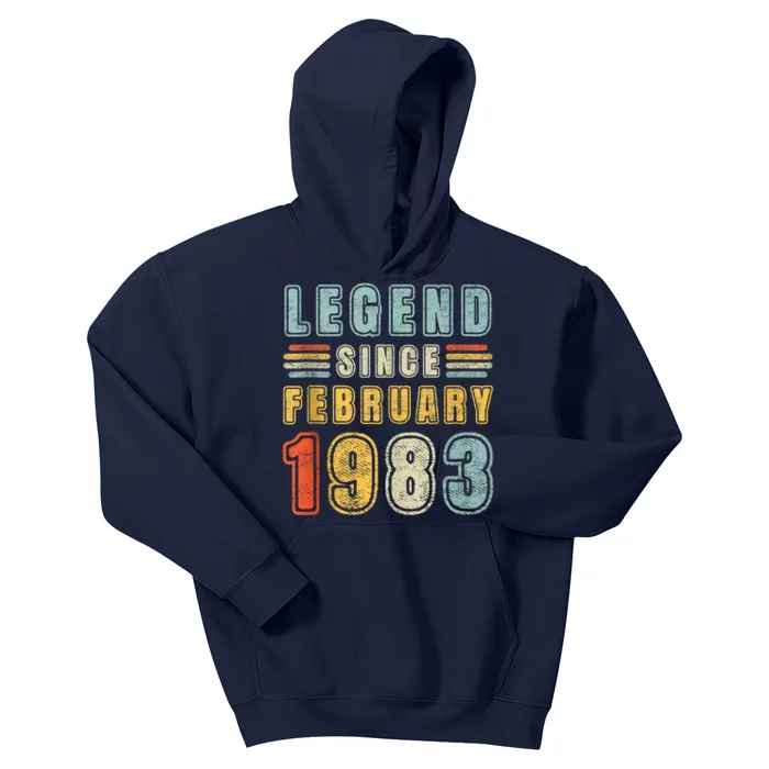 Legend Since February 1983 40 Year Old Vintage 40th Birthday Kids Hoodie