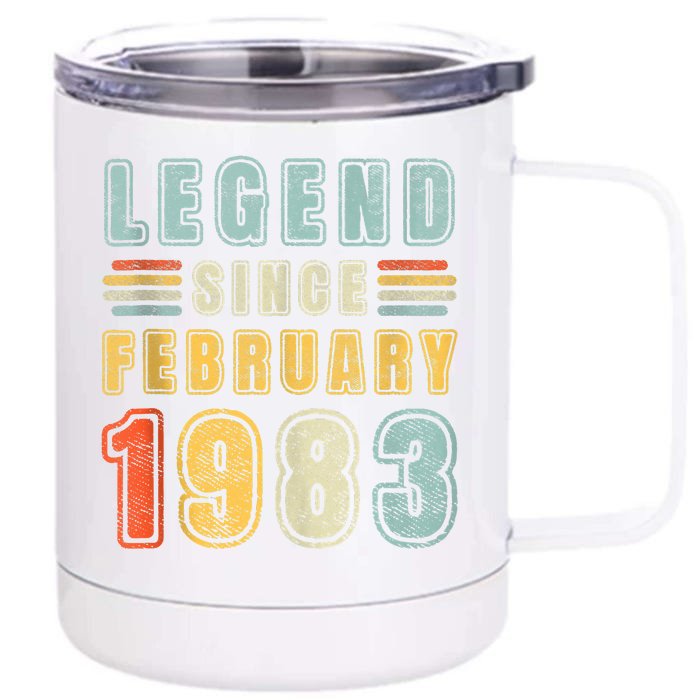 Legend Since February 1983 40 Year Old Vintage 40th Birthday Front & Back 12oz Stainless Steel Tumbler Cup