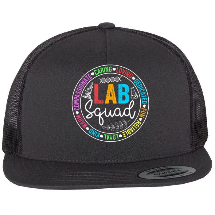 Lab Squad Funny Lab Week 2024 Medical Laboratory Technician Flat Bill Trucker Hat