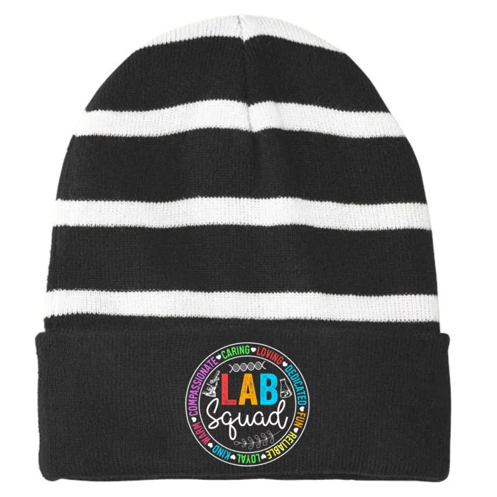 Lab Squad Funny Lab Week 2024 Medical Laboratory Technician Striped Beanie with Solid Band