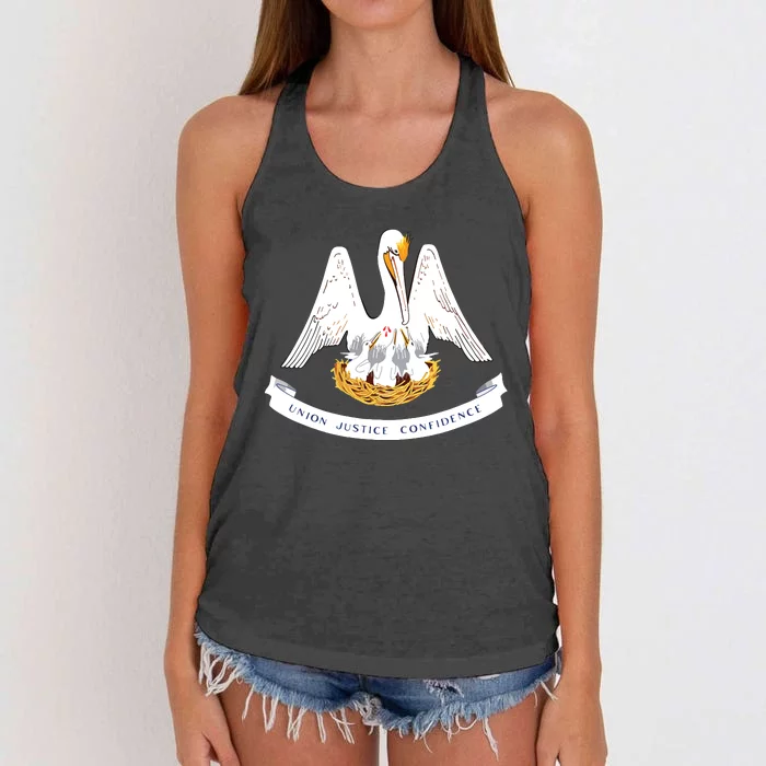 Louisiana State Flag Women's Knotted Racerback Tank