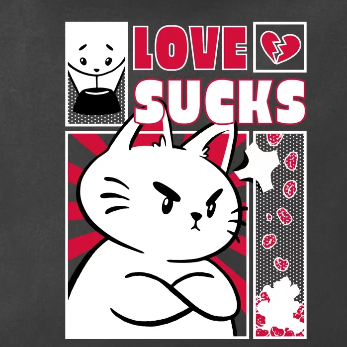 Love Sucks Funny Valentine's Day Angry Cat Meow Zip Tote Bag