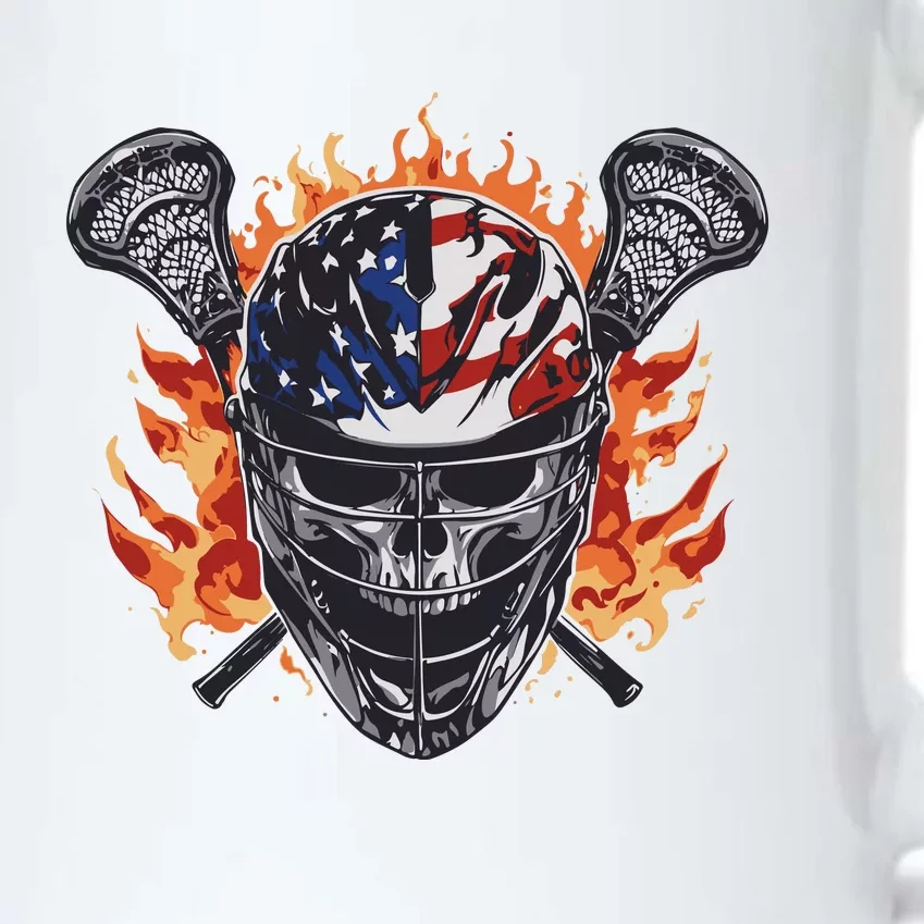 Lacrosse Skull Flames Black Color Changing Mug