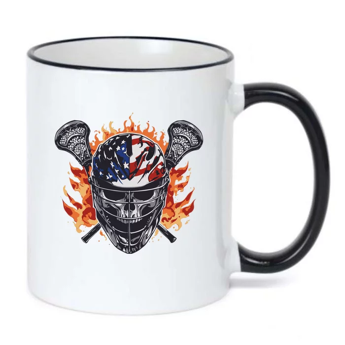 Lacrosse Skull Flames Black Color Changing Mug