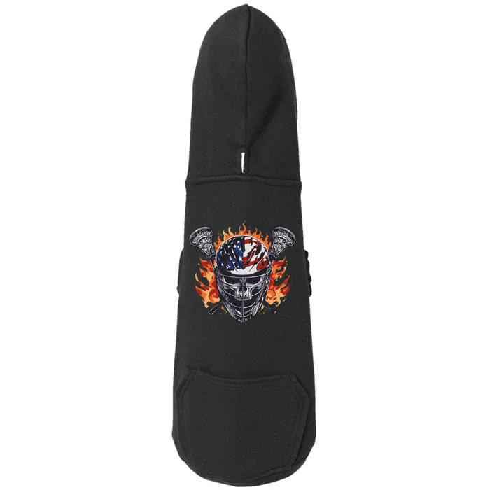 Lacrosse Skull Flames Doggie 3-End Fleece Hoodie