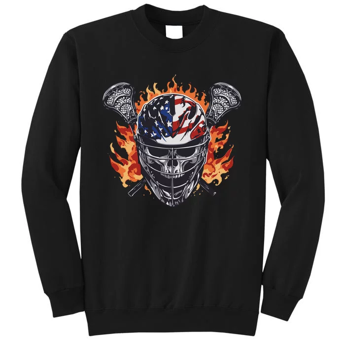 Lacrosse Skull Flames Sweatshirt