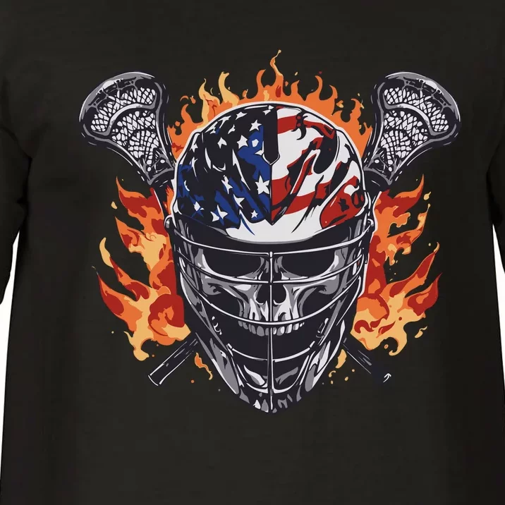 Lacrosse Skull Flames Comfort Colors T-Shirt