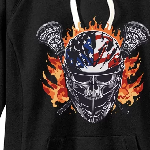 Lacrosse Skull Flames Women's Fleece Hoodie