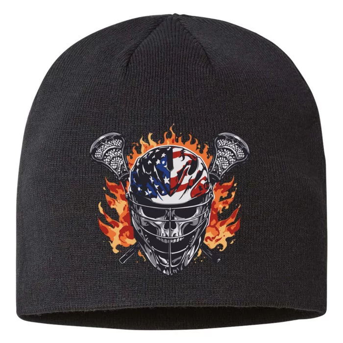 Lacrosse Skull Flames 8 1/2in Sustainable Knit Beanie