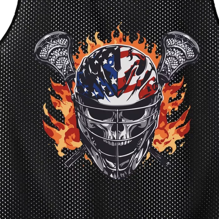 Lacrosse Skull Flames Mesh Reversible Basketball Jersey Tank