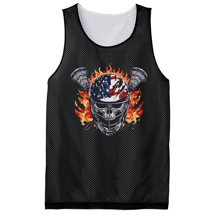 Lacrosse Skull Flames Mesh Reversible Basketball Jersey Tank