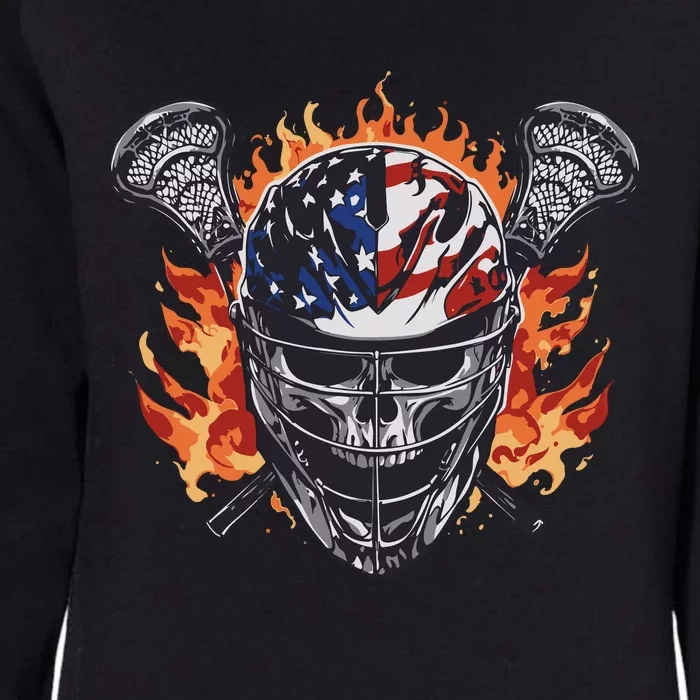 Lacrosse Skull Flames Womens California Wash Sweatshirt