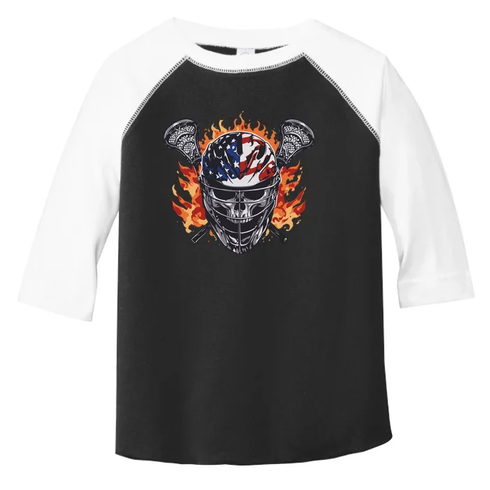 Lacrosse Skull Flames Toddler Fine Jersey T-Shirt