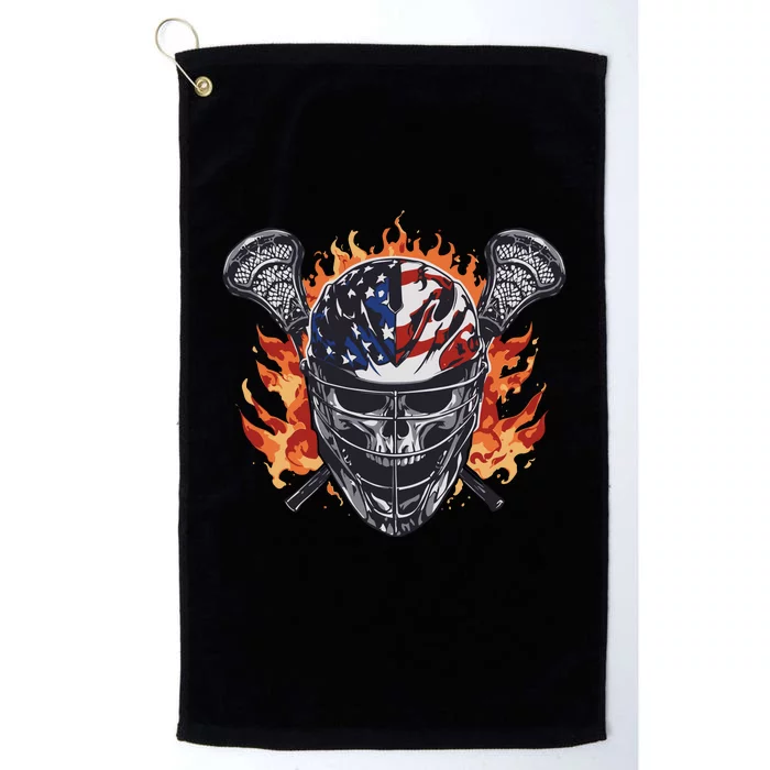 Lacrosse Skull Flames Platinum Collection Golf Towel