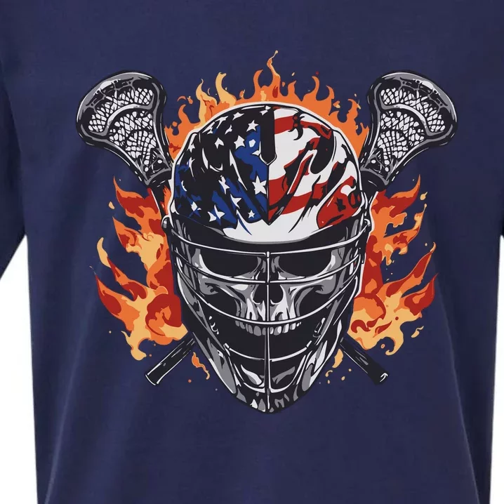 Lacrosse Skull Flames Sueded Cloud Jersey T-Shirt