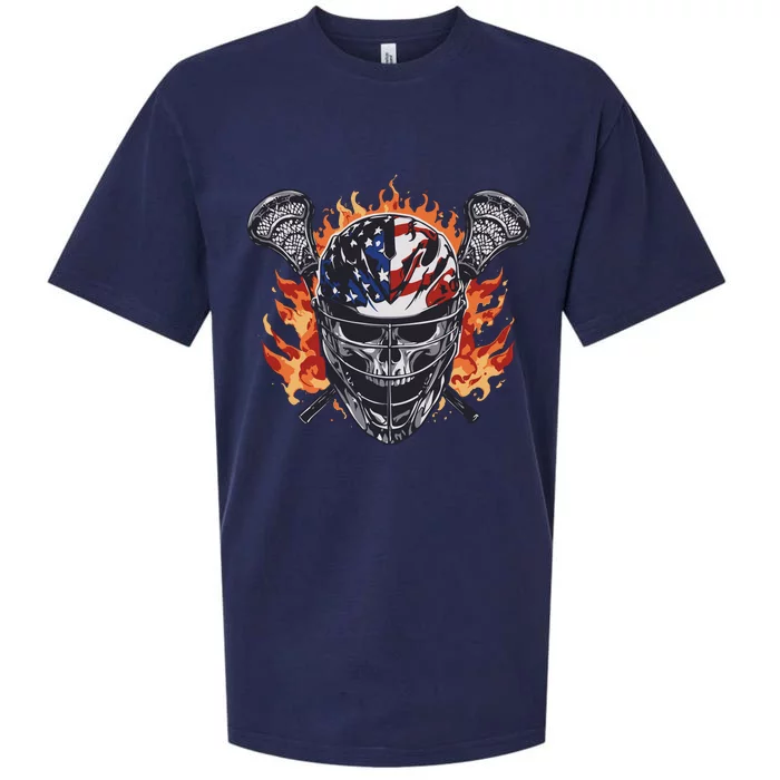 Lacrosse Skull Flames Sueded Cloud Jersey T-Shirt