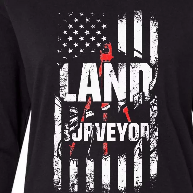 Land Surveying Flag Funny Surveyor Gifts Womens Cotton Relaxed Long Sleeve T-Shirt