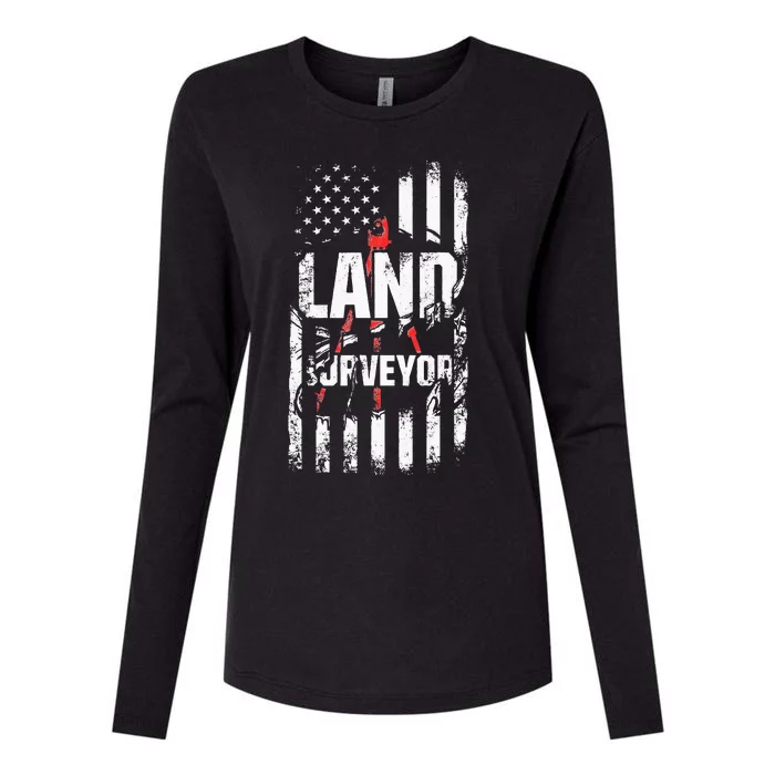 Land Surveying Flag Funny Surveyor Gifts Womens Cotton Relaxed Long Sleeve T-Shirt