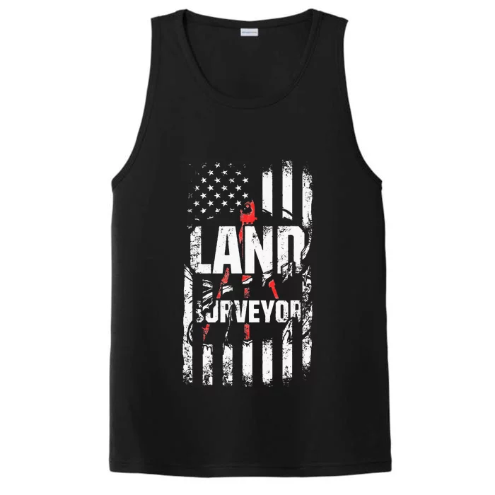 Land Surveying Flag Funny Surveyor Gifts Performance Tank