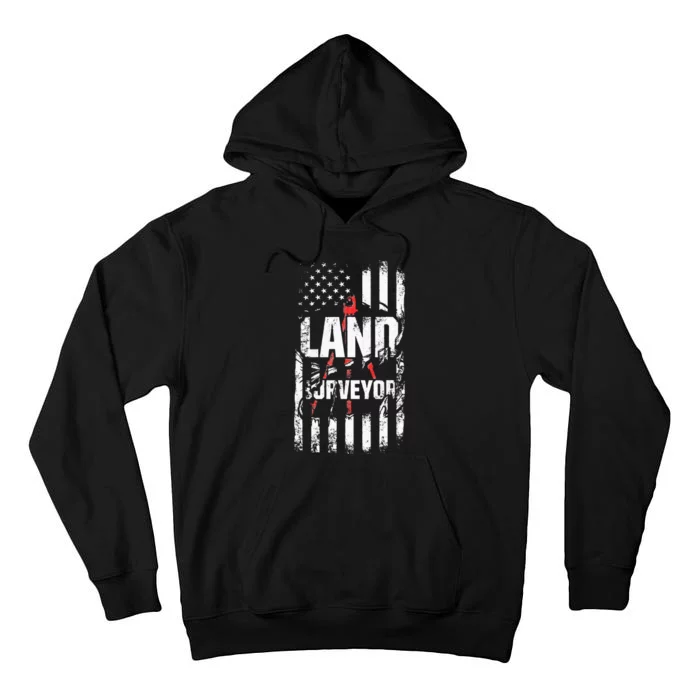 Land Surveying Flag Funny Surveyor Gifts Tall Hoodie