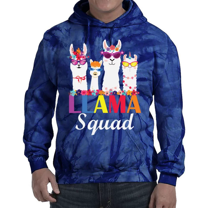 Llama Squad Funny Cute Llama Matching Tie Dye Hoodie