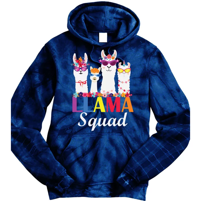 Llama Squad Funny Cute Llama Matching Tie Dye Hoodie