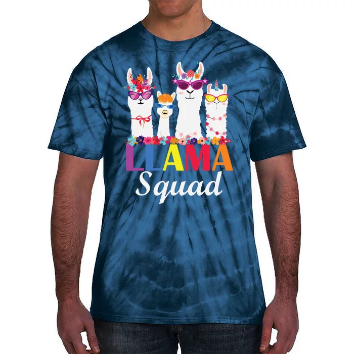 Llama Squad Funny Cute Llama Matching Tie-Dye T-Shirt