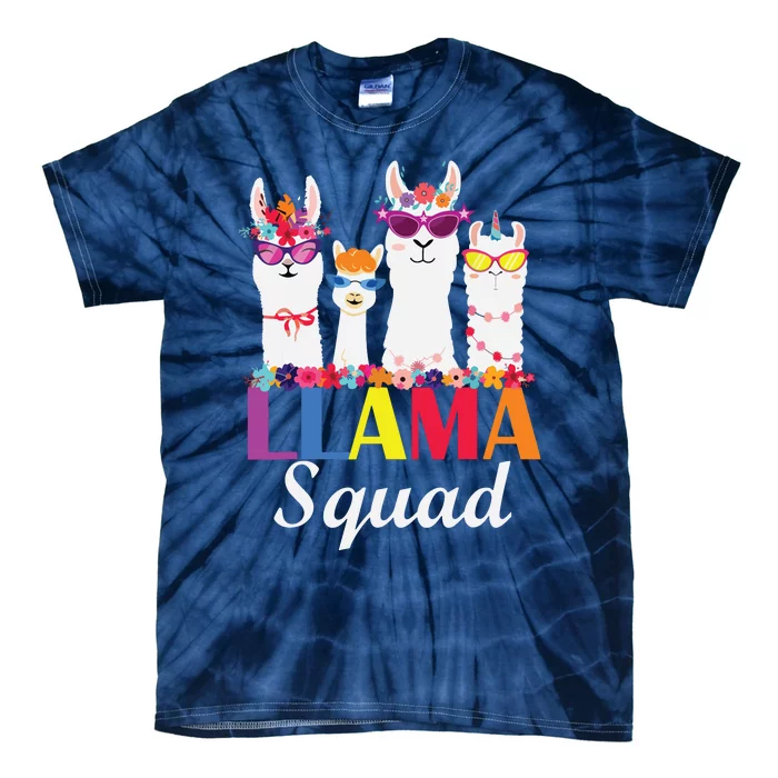 Llama Squad Funny Cute Llama Matching Tie-Dye T-Shirt