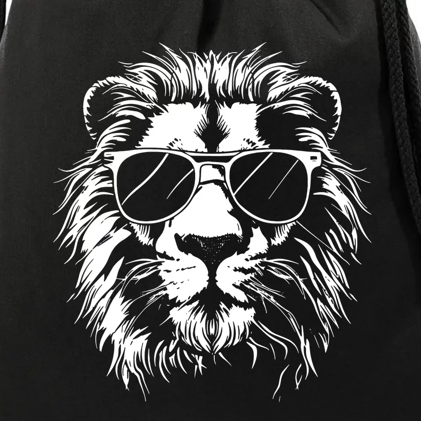 Lion Sunglasses Graphic Drawstring Bag