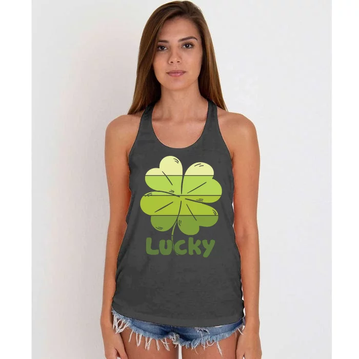 Lucky Shamrock Green Pattern Women's Knotted Racerback Tank