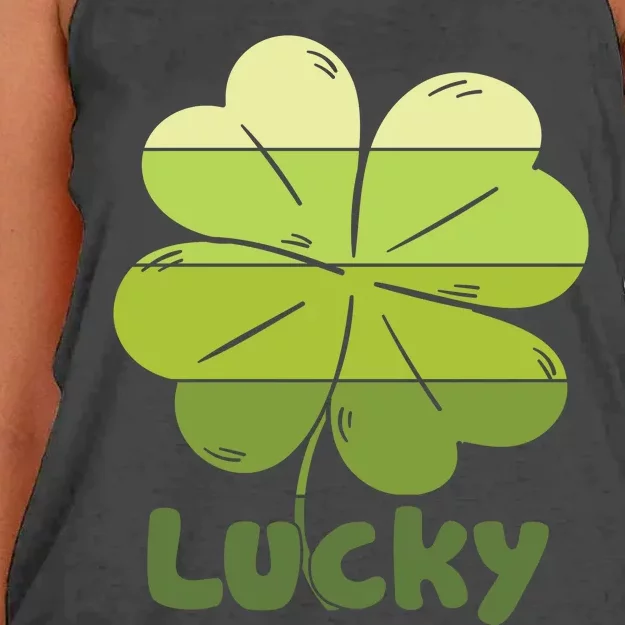 Lucky Shamrock Green Pattern Women's Knotted Racerback Tank