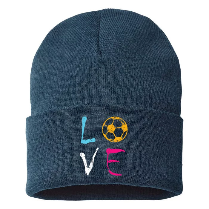 Love Soccer Girl Funny Soccer Player Sustainable Knit Beanie