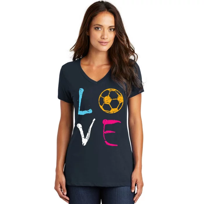 Love Soccer Girl Funny Soccer Player Women's V-Neck T-Shirt