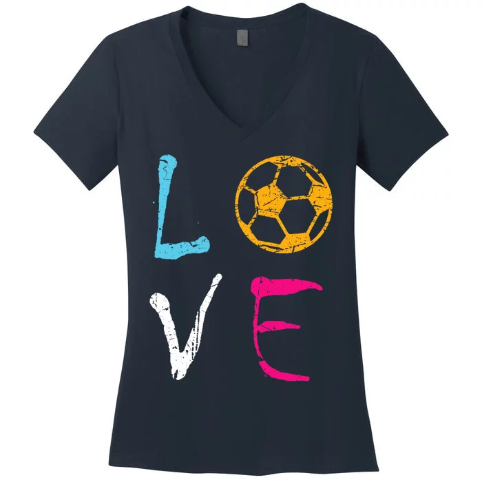 Love Soccer Girl Funny Soccer Player Women's V-Neck T-Shirt