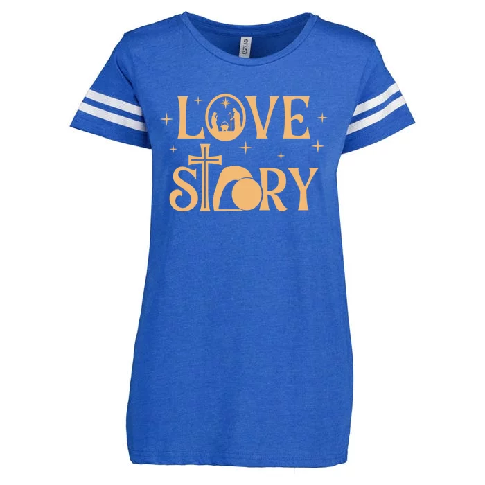 Love Story God Christmas Nativity Cross Empty Tomb Jesus Enza Ladies Jersey Football T-Shirt