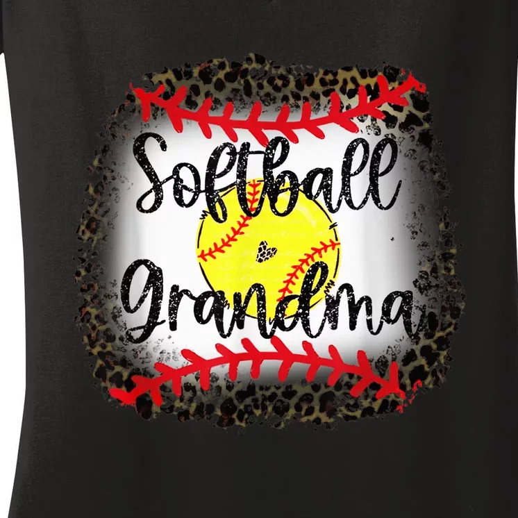 Leopard Softball Grandma - Softball Grandma Women's V-Neck T-Shirt