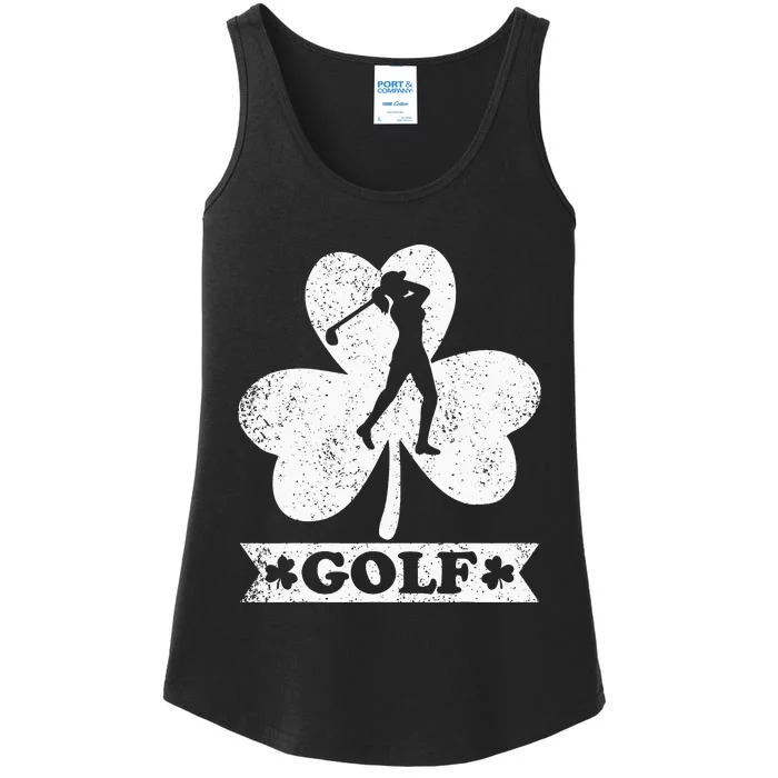 Lucky Shamrock Golfer vintage Golf St. Patrick's Day Ladies Essential Tank