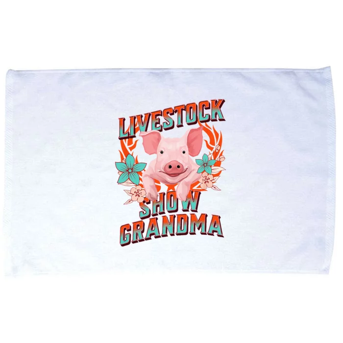 LIVESTOCK SHOW GRANDMA Showing Pigs At The Fair Microfiber Hand Towel