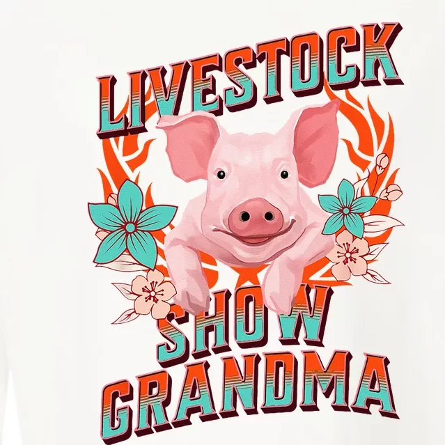 LIVESTOCK SHOW GRANDMA Showing Pigs At The Fair Cropped Pullover Crew